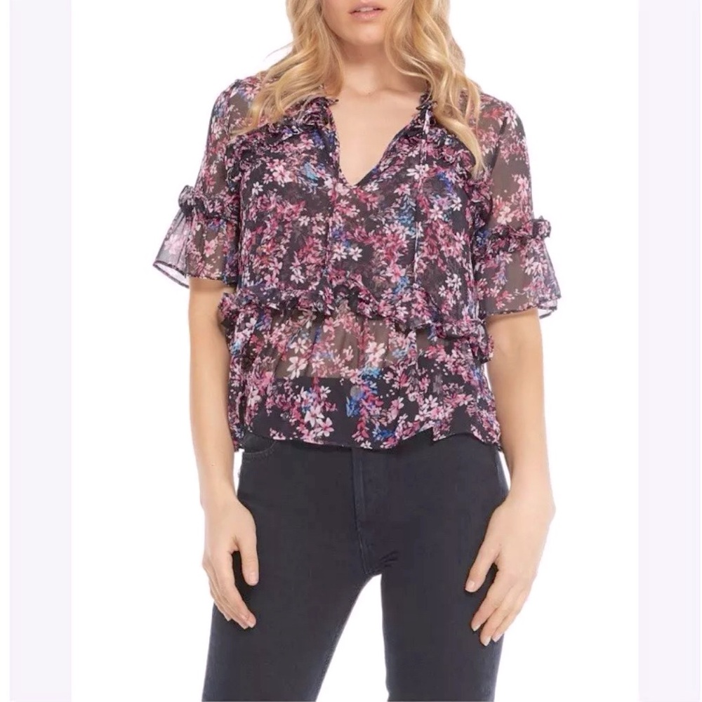 Misa Los Angeles Abigail Floral Short Sleeve Blouse